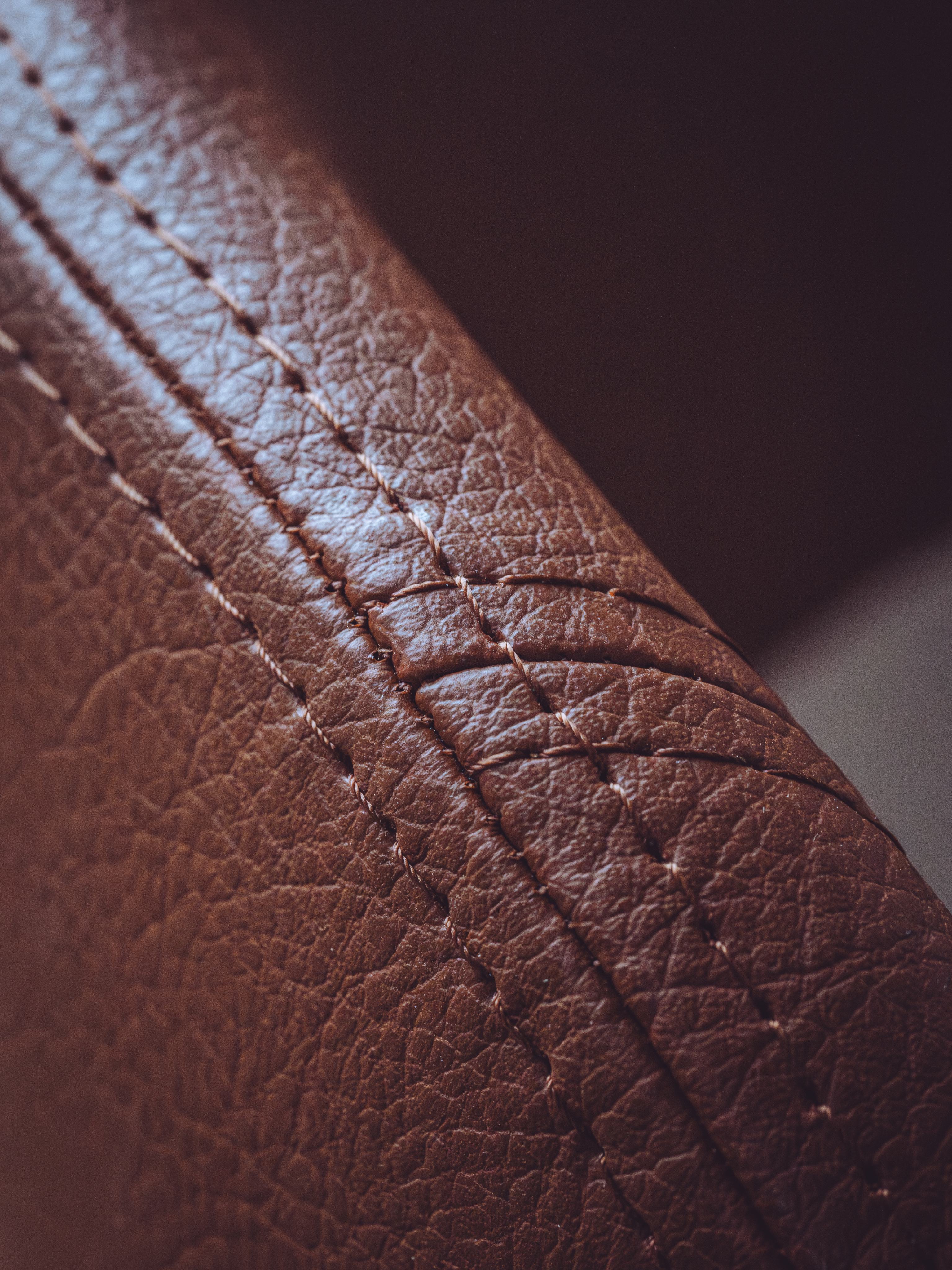 Brown leather with double stitching