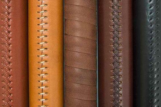 Leather wrapping and stitch samples