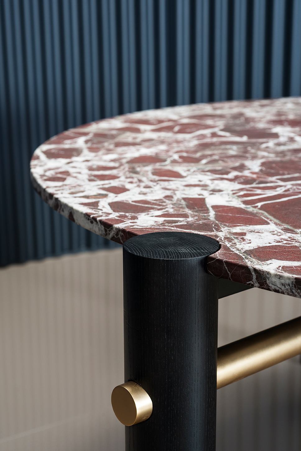 Burgundy-veined stone tabletop